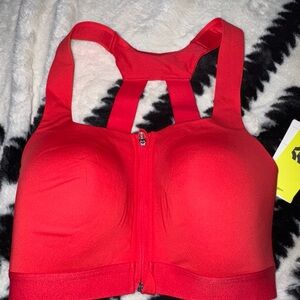 All In Motion Women's Sculpt High Support Zip-Front, Sports Bra, Red, Size 34D
